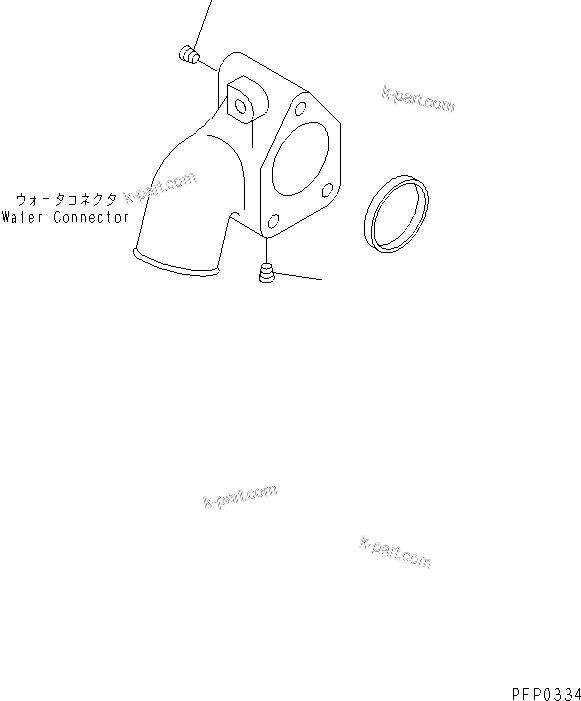 Komatsu parts book diagram for S6D102E-1AA S/N 21180000-UP: WATER CONNECTOR PLUG