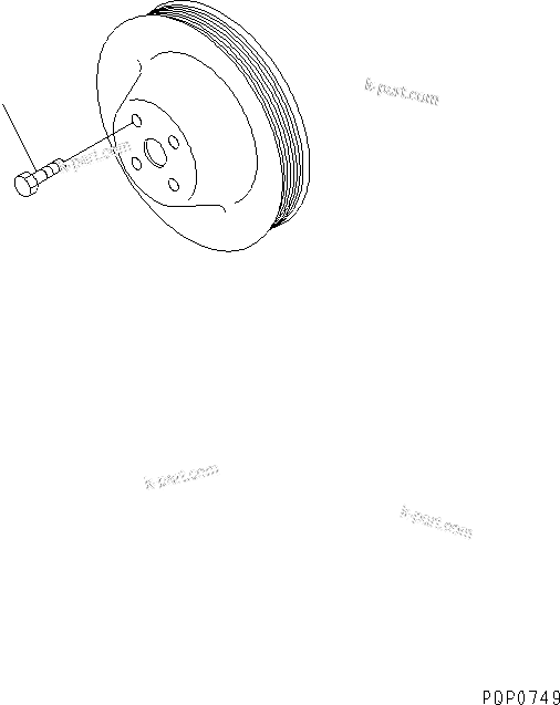 Komatsu parts book diagram for S6D102E-1AA S/N 21180000-UP: FAN PULLEY BOLT