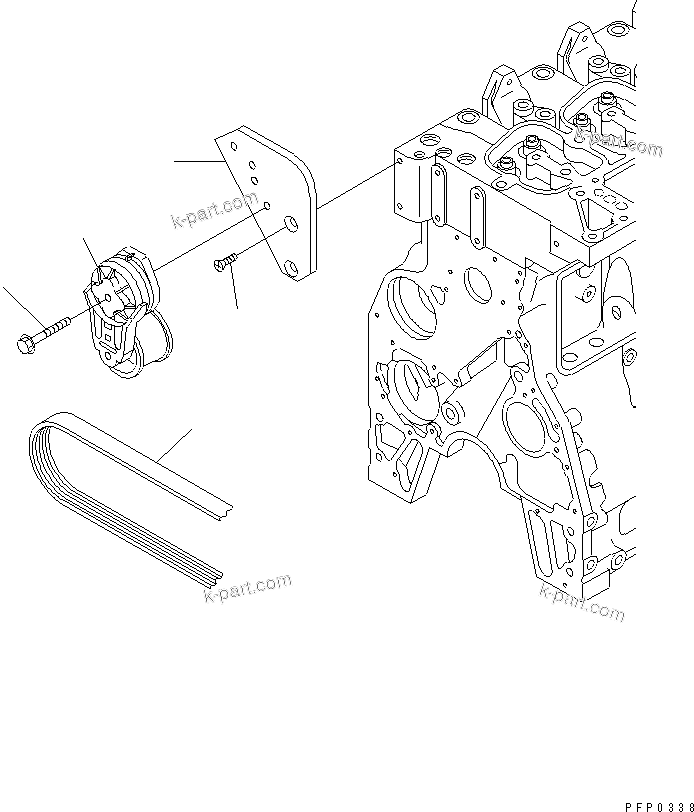 Komatsu parts book diagram for S6D102E-1AA S/N 21180000-UP: BELT TENSIONER(#21210557-)