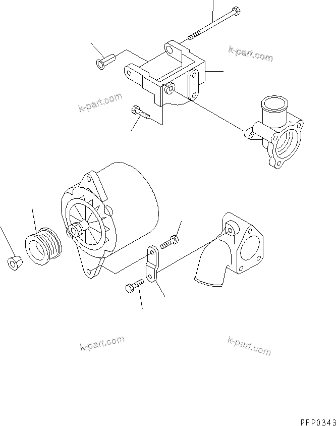 Komatsu parts book diagram for S6D102E-1AA S/N 21180000-UP: ALTERNATOR SUPPORT(#21210557-)