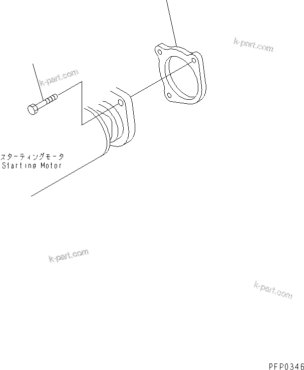 Komatsu parts book diagram for S6D102E-1AA S/N 21180000-UP: STARTING MOTOR MOUNTING