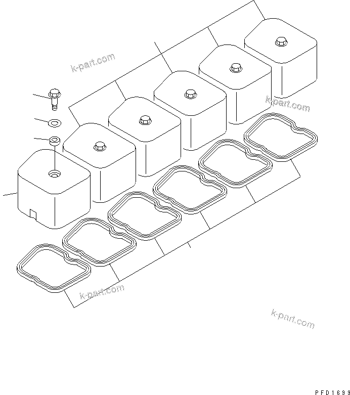 Komatsu parts book diagram for S6D102E-1W-D S/N 26200929-UP: HEAD COVER(#26206782-)