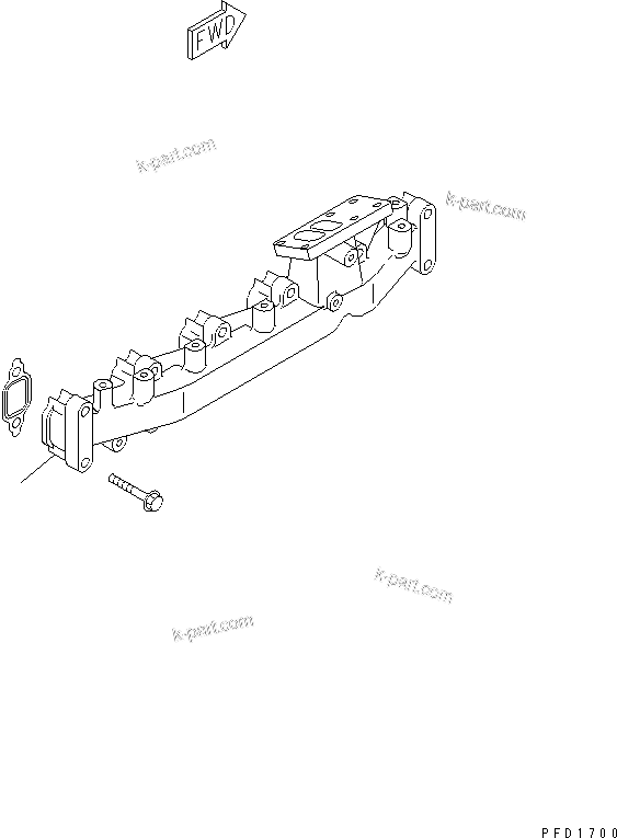 Komatsu parts book diagram for S6D102E-1W-D S/N 26200929-UP: EXHAUST MANIFOLD(#26206782-)