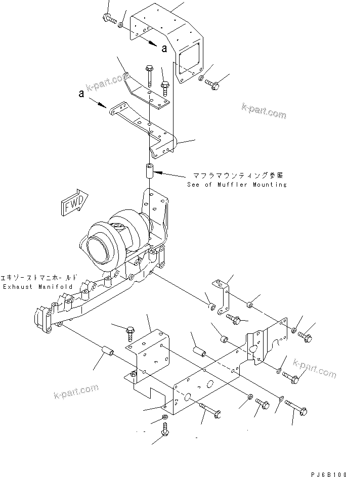 Komatsu parts book diagram for S6D102E-1W-D S/N 26200929-UP: HEAT SHIELD(#26200929-26257385)