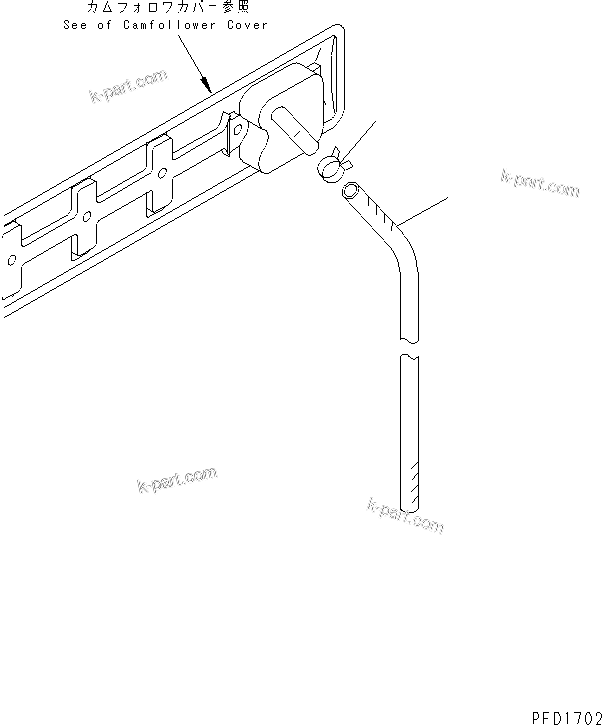 Komatsu parts book diagram for S6D102E-1W-D S/N 26200929-UP: BREATHER HOSE(#26206731-)