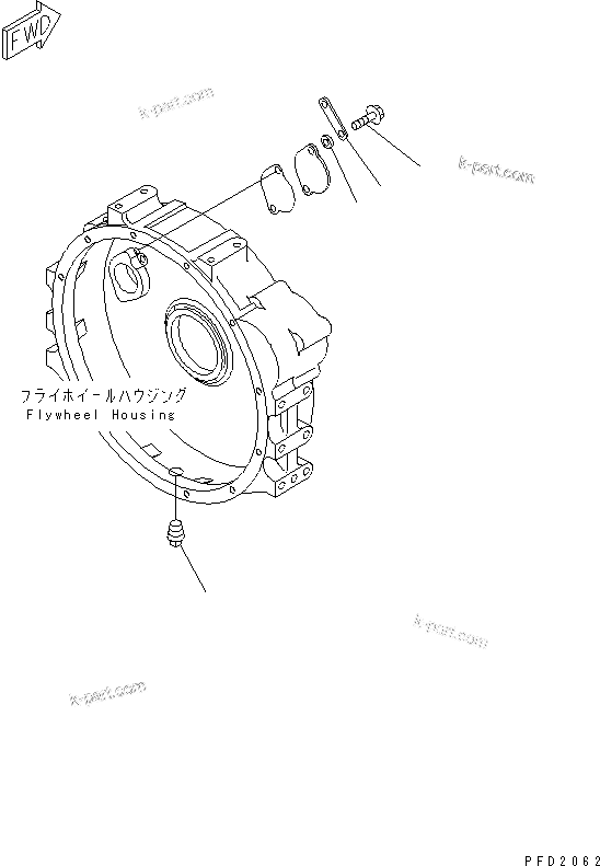 Komatsu parts book diagram for S6D102E-1W-D S/N 26200929-UP: FLYWHEEL HOUSING PLUG(#26200929-26264142)