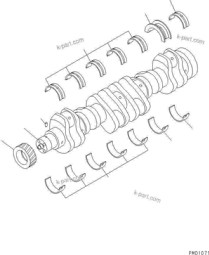 Komatsu parts book diagram for S6D102E-1W-D S/N 26200929-UP: CRANKSHAFT
