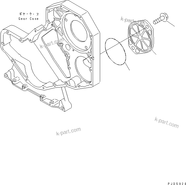 Komatsu parts book diagram for S6D102E-1W-D S/N 26200929-UP: FRONT GEAR TRAIN COVER(#26264837-)