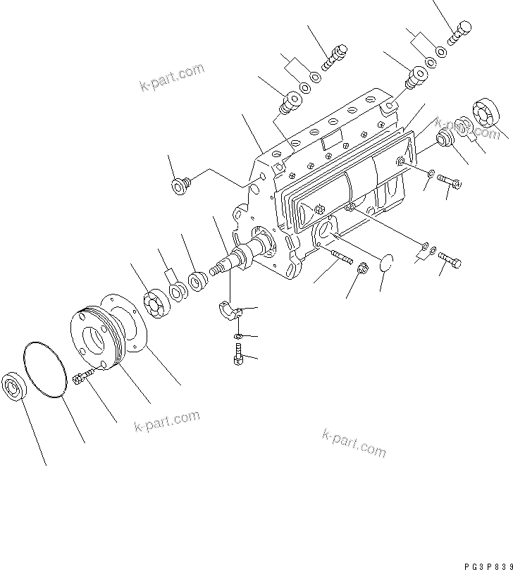 Komatsu parts book diagram for S6D102E-1W-D S/N 26200929-UP: FUEL INJECTION PUMP (PUMP) (1/2) (INNER PARTS)
