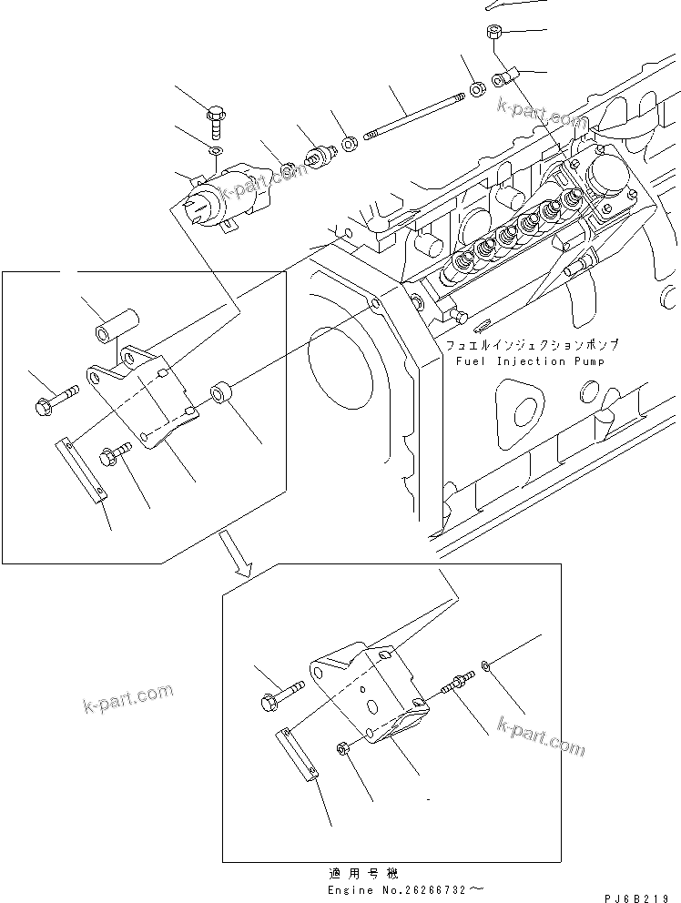 Komatsu parts book diagram for S6D102E-1W-D S/N 26200929-UP: SOLENOID