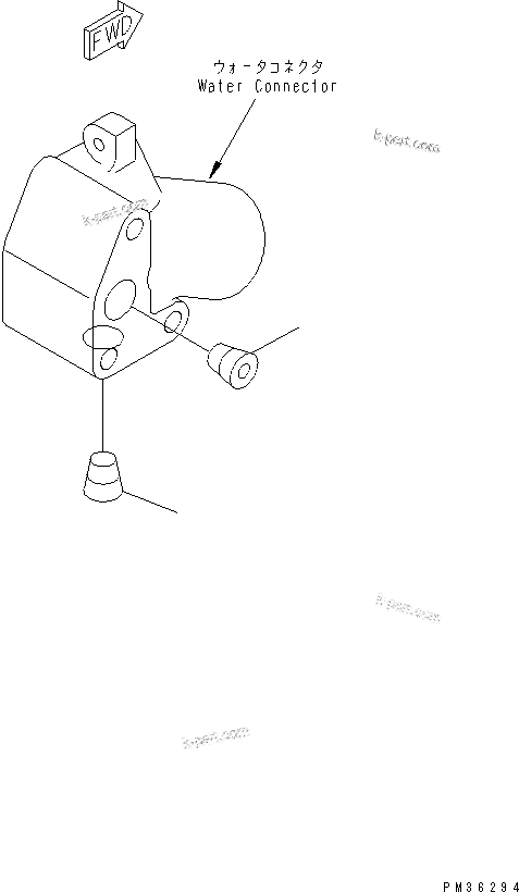 Komatsu parts book diagram for S6D102E-1W-D S/N 26200929-UP: WATER CONNECTOR PLUG