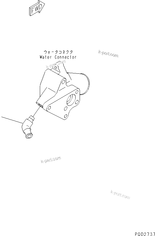 Komatsu parts book diagram for S6D102E-1W-D S/N 26200929-UP: WATER CONNECTOR ELBOW(#26222494-)