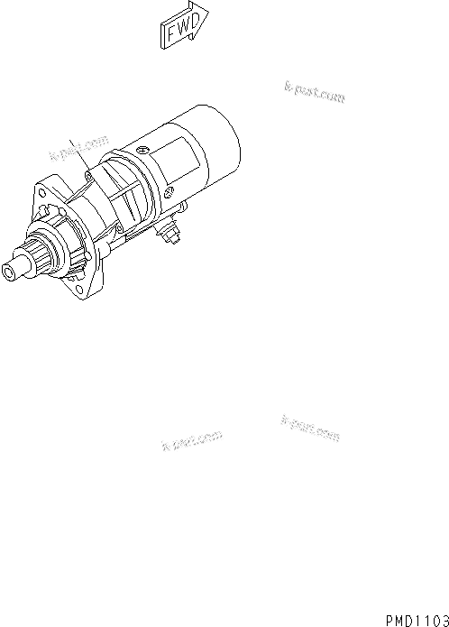 Komatsu parts book diagram for S6D102E-1W-D S/N 26200929-UP: STARTING MOTOR (4.5KW)(#26200929-26239105)