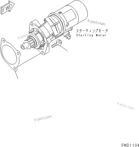 Komatsu parts book diagram for S6D102E-1W-D S/N 26200929-UP: STARTING MOTOR MOUNTING(#26200929-26246979)
