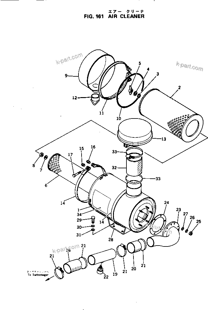 Komatsu parts book diagram for S6D105-1C S/N 11370-UP: AIR CLEANER