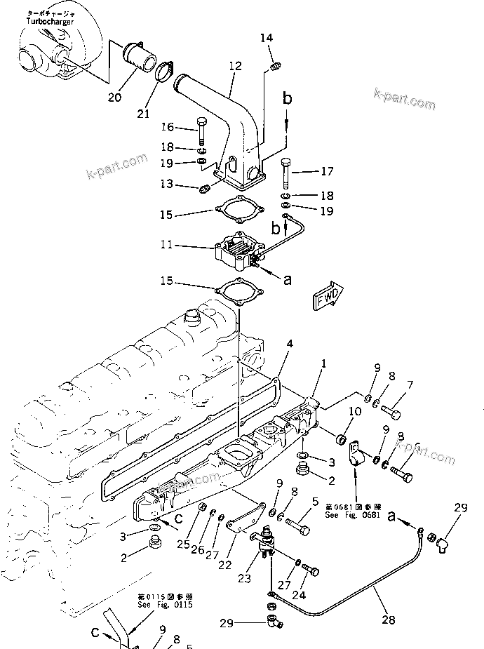 Komatsu parts book diagram for S6D105-1EE S/N 76583-UP: 