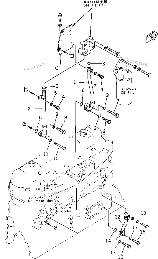 Komatsu parts book diagram for S6D105-1EE S/N 76583-UP: 