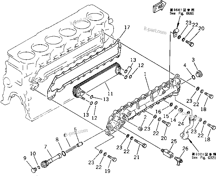 Komatsu parts book diagram for S6D105-1EE S/N 76583-UP: 