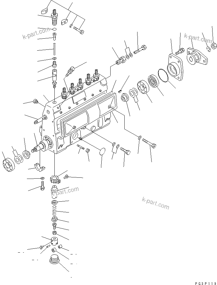 Komatsu parts book diagram for S6D105-1EE S/N 76583-UP: 