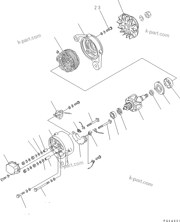 Komatsu parts book diagram for S6D105-1EE S/N 76583-UP: 