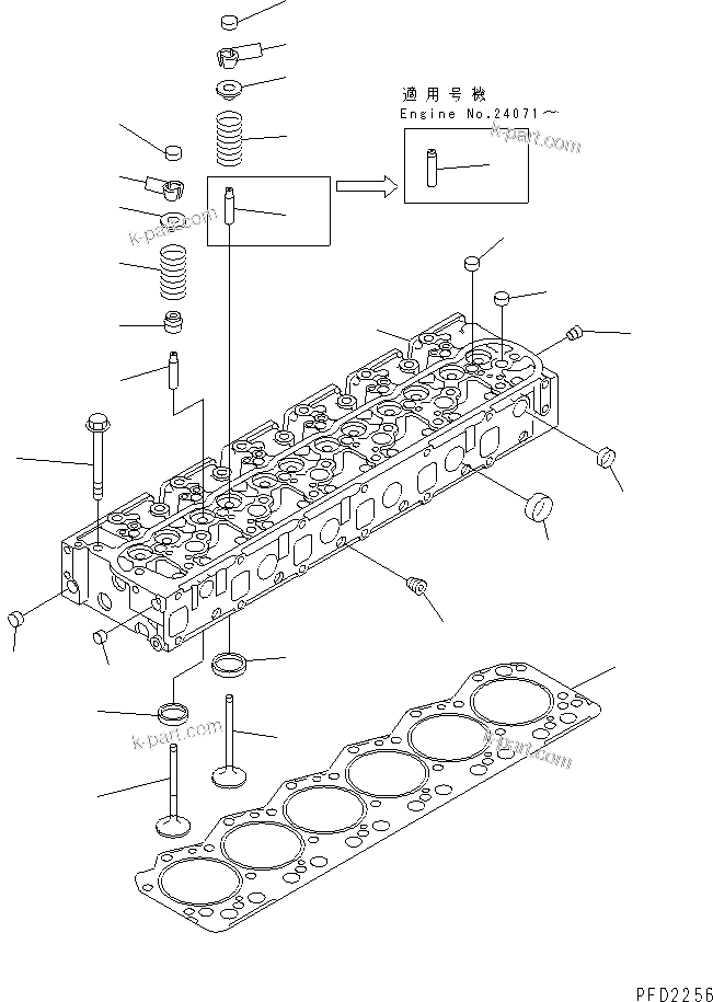 Komatsu parts book diagram for S6D108-1G-6 S/N 10001-UP: CYLINDER HEAD(#15614-)
