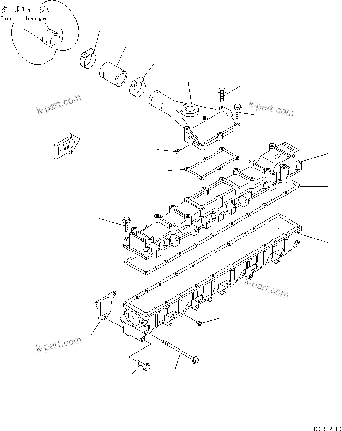 Komatsu parts book diagram for S6D108-1G-6 S/N 10001-UP: AIR INTAKE MANIFOLD(#19433-)