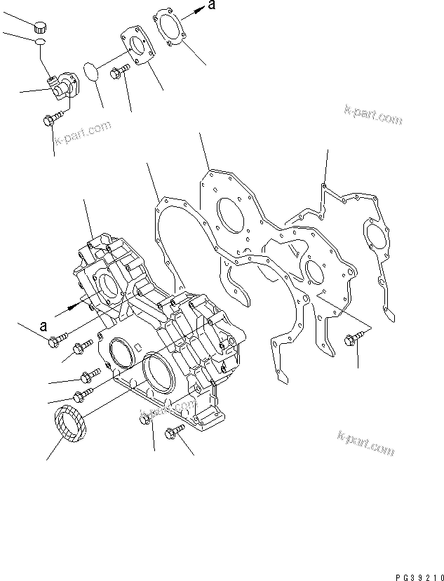 Komatsu parts book diagram for S6D108-1G-6 S/N 10001-UP: FRONT COVER (WITH TACHOMETER OUTLET) (GEAR BOX 22X1.5)(#17248-)