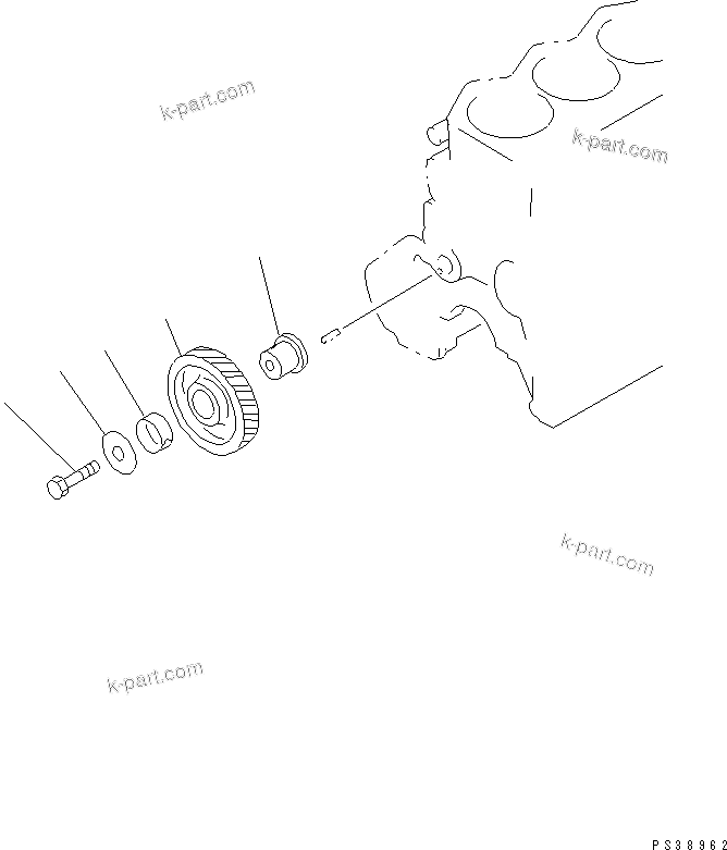 Komatsu parts book diagram for S6D108-1G-6 S/N 10001-UP: IDLER GEAR