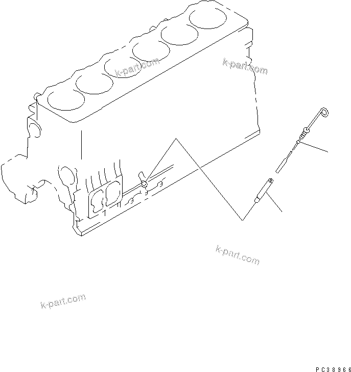 Komatsu parts book diagram for S6D108-1G-6 S/N 10001-UP: OIL LEVEL GAUGE(#15614-)