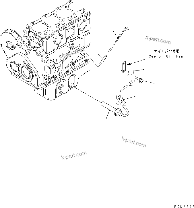 Komatsu parts book diagram for S6D108-1G-6 S/N 10001-UP: OIL LEVEL GAUGE AND HEATER (COLD TERRAIN SPEC.)(#20101-)