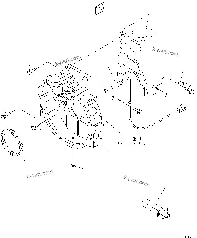 Komatsu parts book diagram for S6D108-1G-6 S/N 10001-UP: FLYWHEEL HOUSING (WITH REVOLUTION SENSOR)(#15882-)