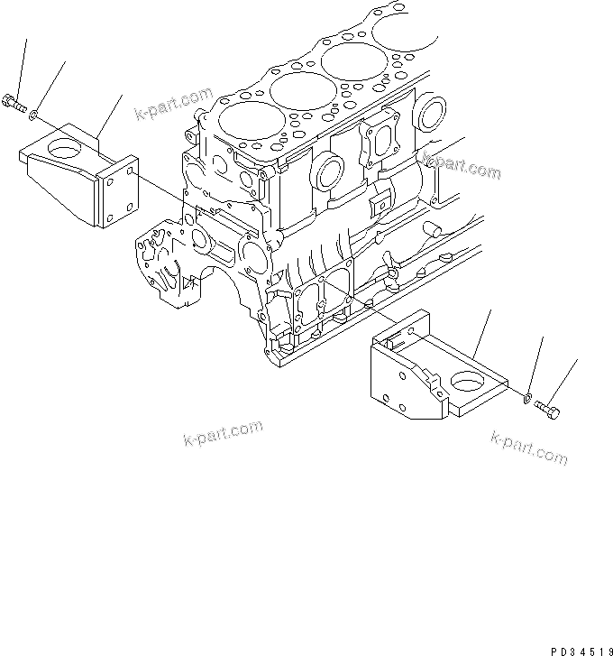 Komatsu parts book diagram for S6D108-1G-6 S/N 10001-UP: ENGINE MOUNTING(#20739-)