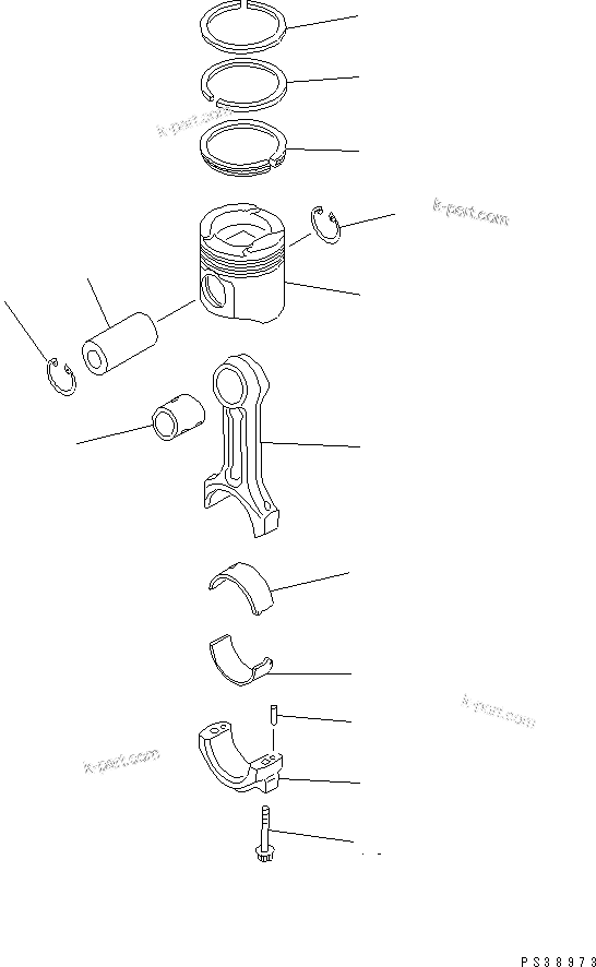 Komatsu parts book diagram for S6D108-1G-6 S/N 10001-UP: PISTON