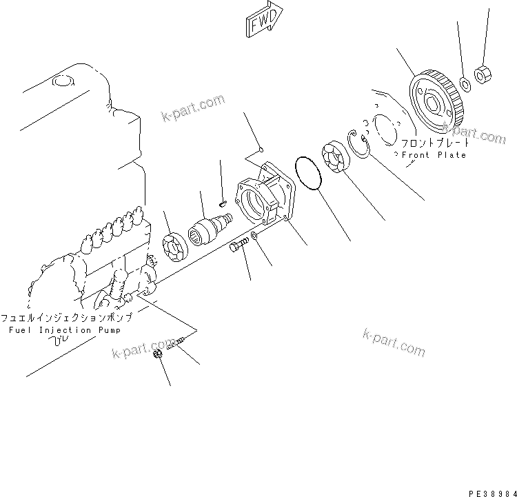 Komatsu parts book diagram for S6D108-1G-6 S/N 10001-UP: FUEL INJECTION PUMP DRIVE