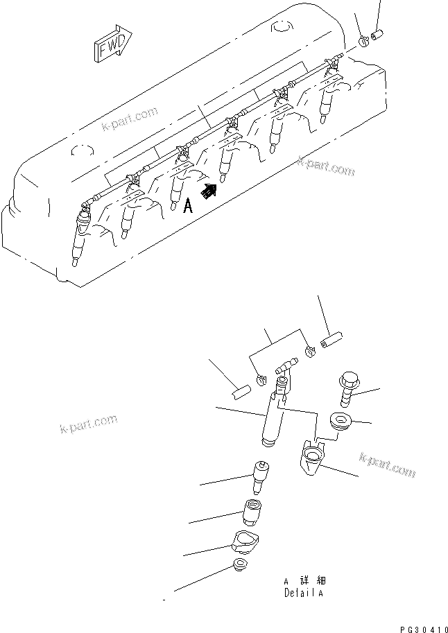 Komatsu parts book diagram for S6D108-1G-6 S/N 10001-UP: INJECTION NOZZLE(#15614-)