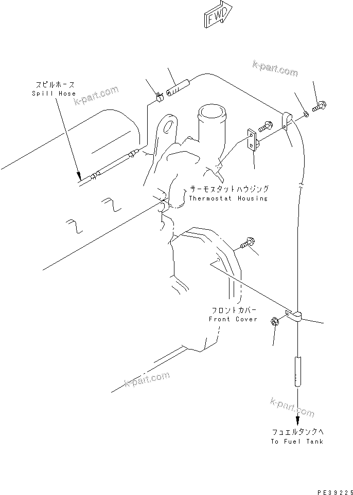 Komatsu parts book diagram for S6D108-1G-6 S/N 10001-UP: FUEL RETURN(#15614-)