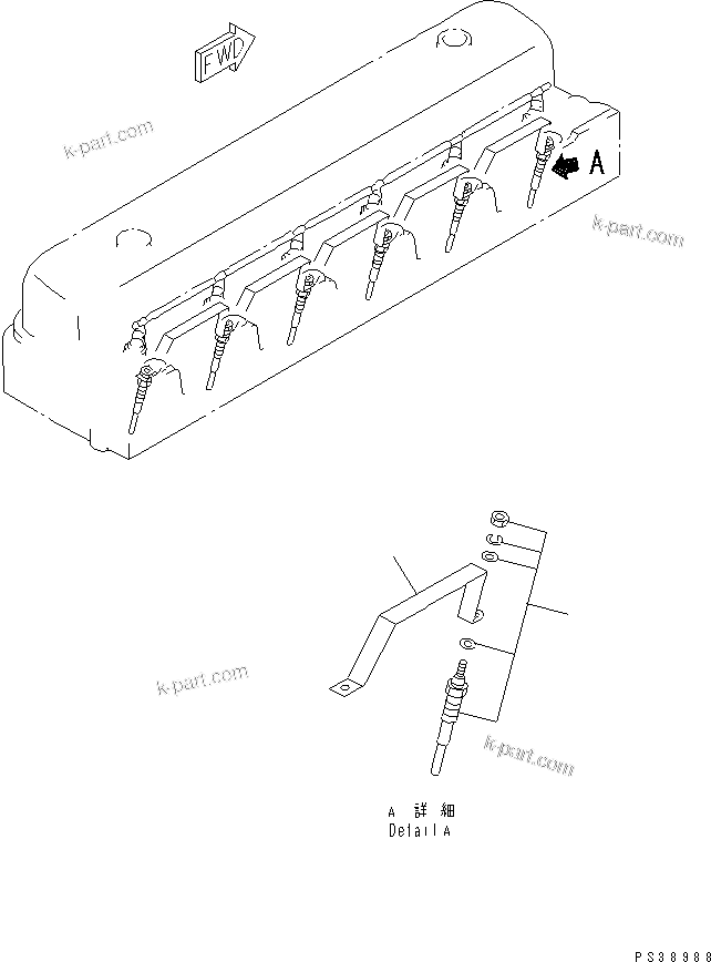 Komatsu parts book diagram for S6D108-1G-6 S/N 10001-UP: GLOW PLUG (WITH LEAD)