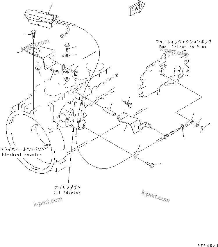 Komatsu parts book diagram for S6D108-1G-6 S/N 10001-UP: STOP MOTOR(#24071-)