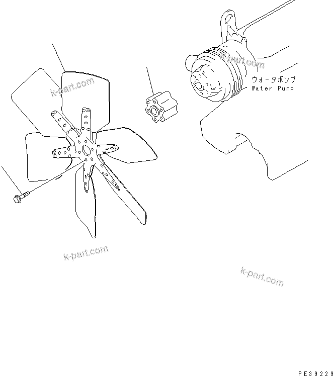 Komatsu parts book diagram for S6D108-1G-6 S/N 10001-UP: COOLING FAN(#15614-)