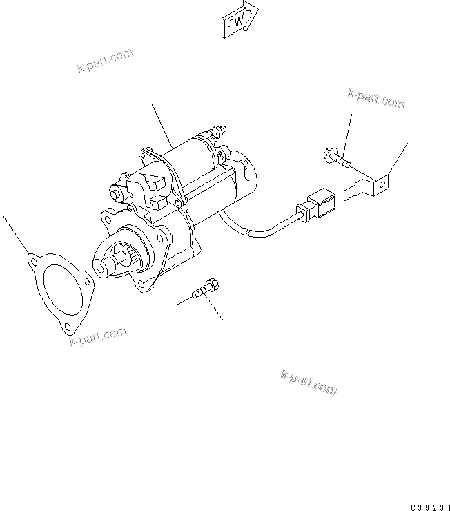 Komatsu parts book diagram for S6D108-1G-6 S/N 10001-UP: STARTING MOTOR MOUNTING (7.5KW)(#27757-)
