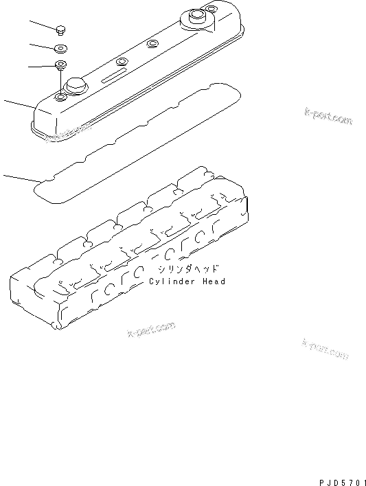 Komatsu parts book diagram for S6D108E-2A-N6 S/N 19030-UP: CYLINDER HEAD COVER(#29476-)