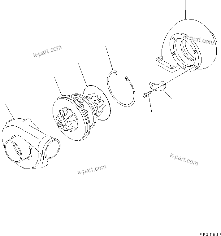 Komatsu parts book diagram for S6D108E-2A-N6 S/N 19030-UP: TURBOCHARGER (INNER PARTS)(#21560-)
