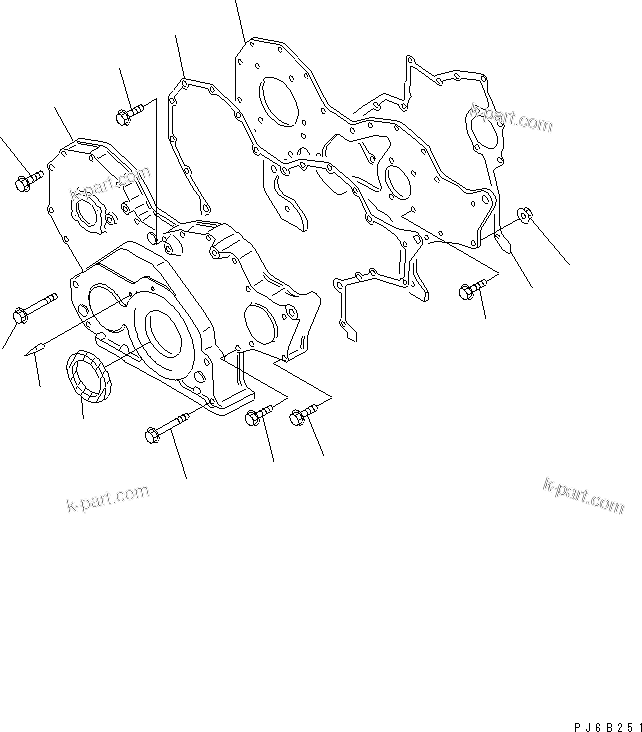 Komatsu parts book diagram for S6D108E-2A-N6 S/N 19030-UP: FRONT COVER(#29476-)