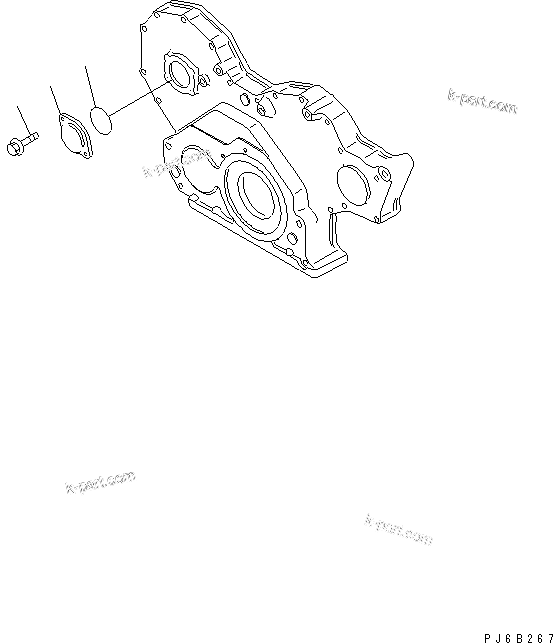 Komatsu parts book diagram for S6D108E-2A-N6 S/N 19030-UP: FRONT COVER MOUNTING(#29035-)