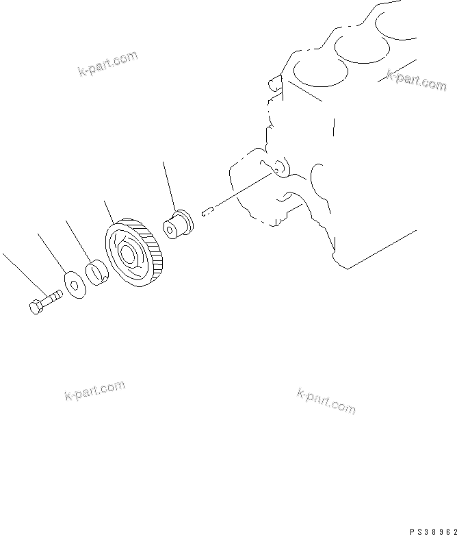 Komatsu parts book diagram for S6D108E-2A-N6 S/N 19030-UP: IDLER GEAR