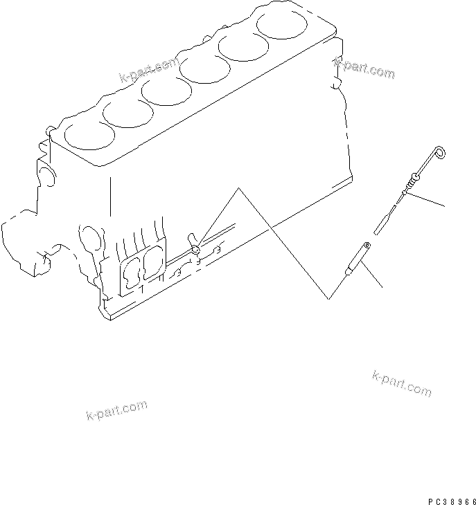 Komatsu parts book diagram for S6D108E-2A-N6 S/N 19030-UP: OIL LEVEL GAUGE(#21560-)