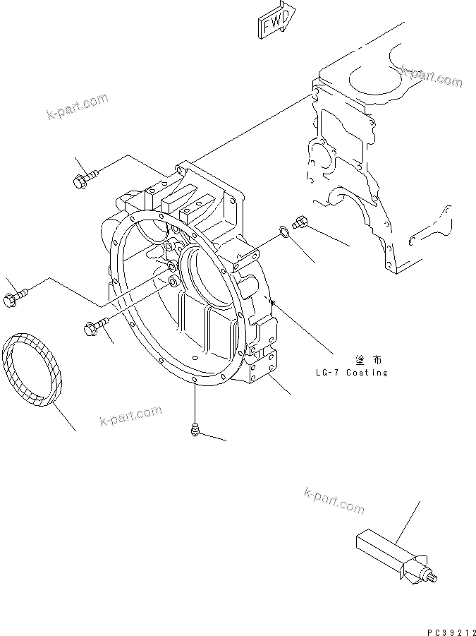 Komatsu parts book diagram for S6D108E-2A-N6 S/N 19030-UP: FLYWHEEL HOUSING (FOR MECHANICAL GOVERNOR)(#21560-)