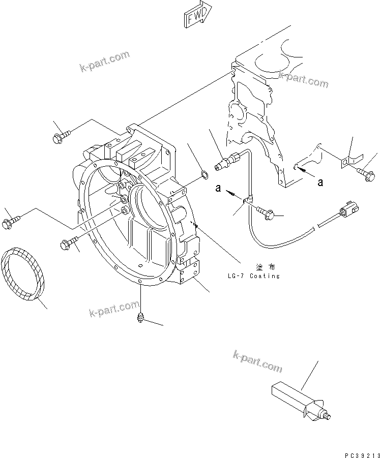 Komatsu parts book diagram for S6D108E-2A-N6 S/N 19030-UP: FLYWHEEL HOUSING (WITH REVORUTION SENSOR)(#21560-)