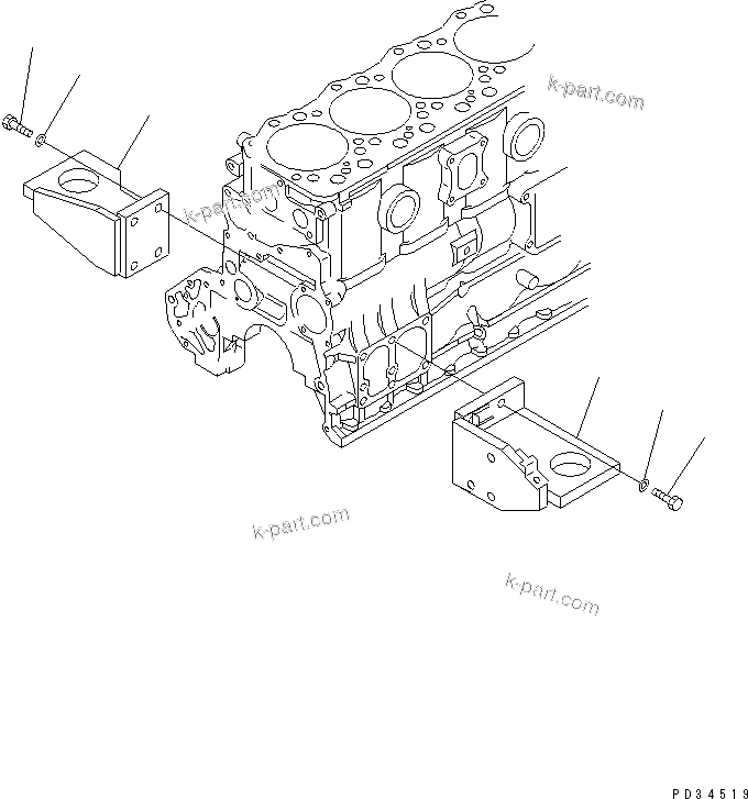 Komatsu parts book diagram for S6D108E-2A-N6 S/N 19030-UP: ENGINE MOUNTING PARTS(#21560-)