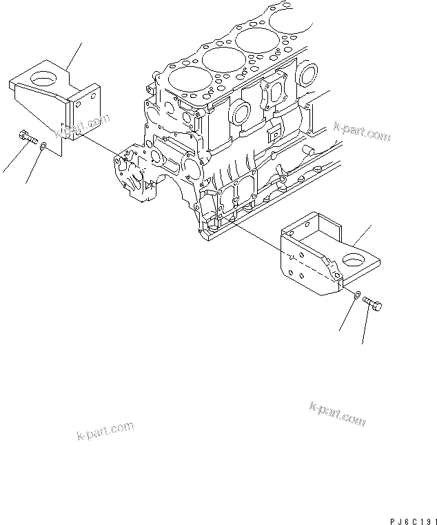 Komatsu parts book diagram for S6D108E-2A-N6 S/N 19030-UP: ENGINE MOUNTING (WITH AIR COMPRESSOR)(#30009-)